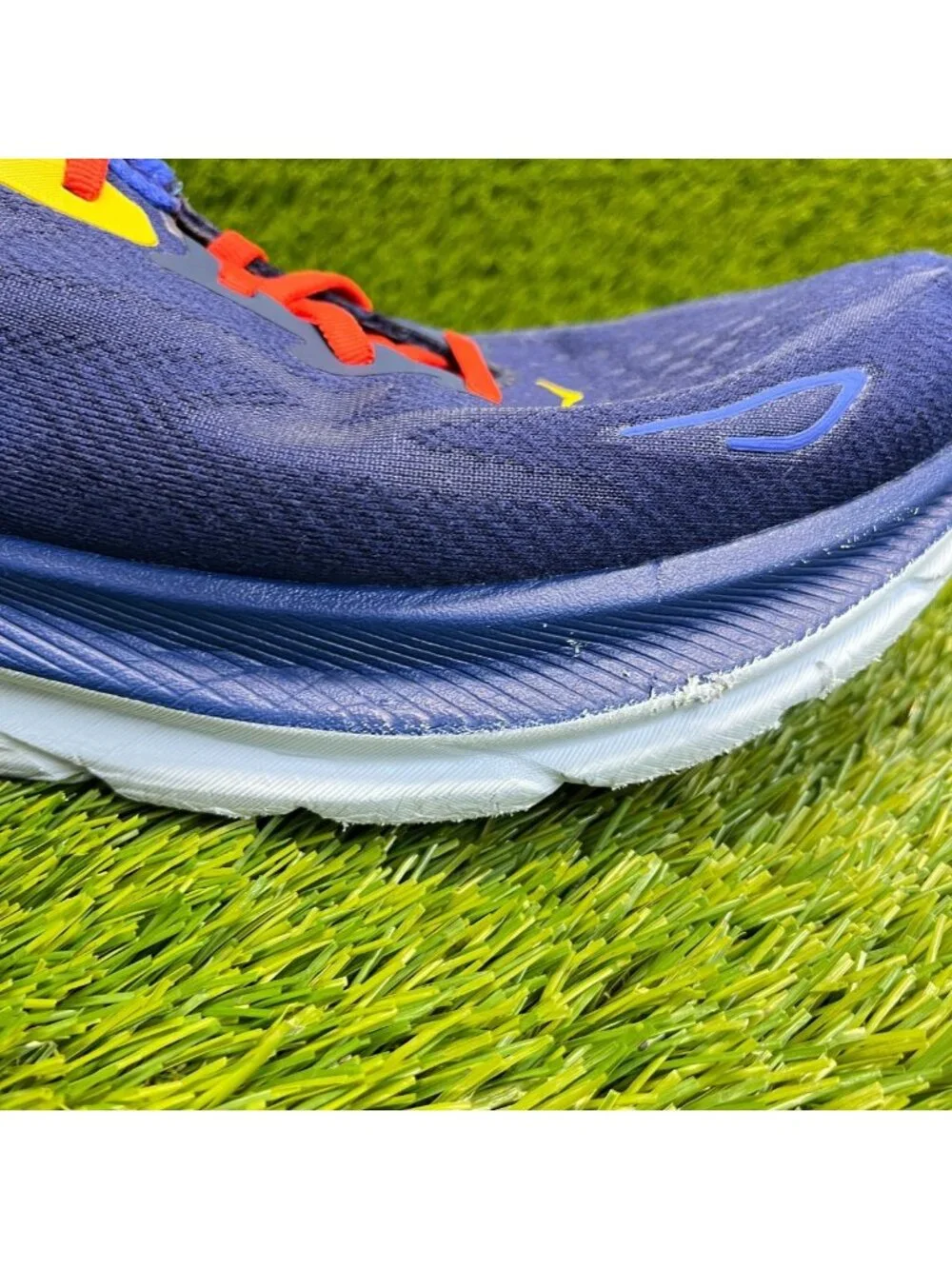 Hoka One One Clifton 9 Mens Size 11.5 Blue Red Athletic Running Shoes Sneakers